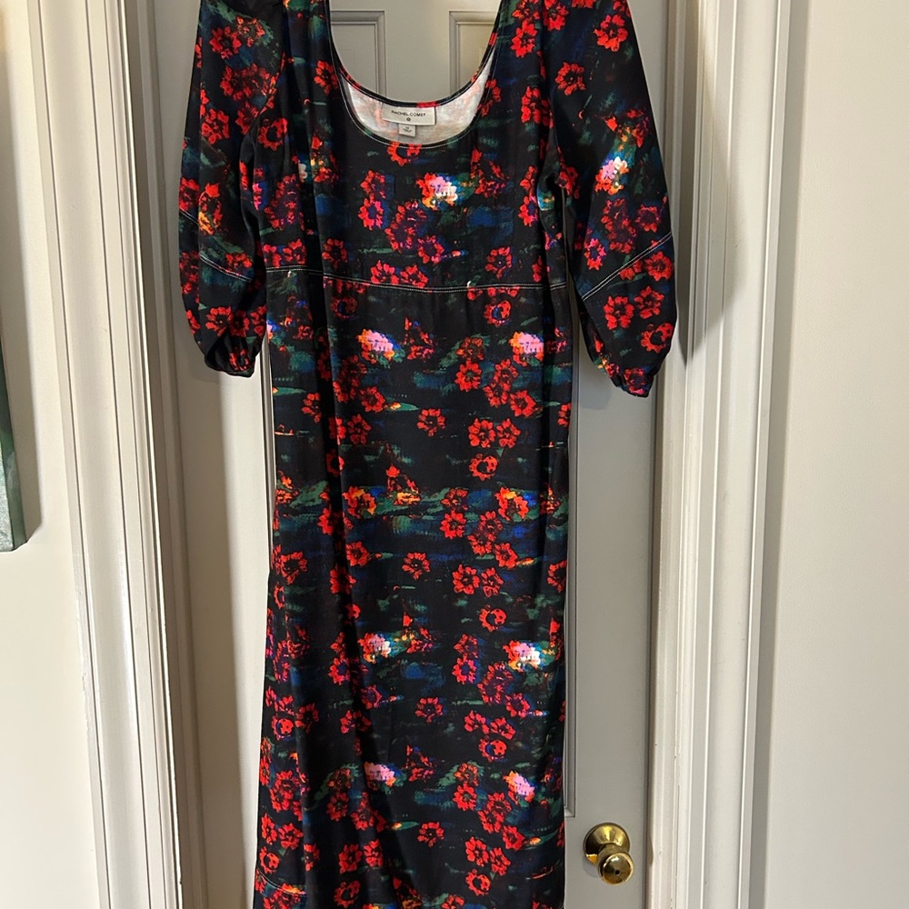 Floral Dark Blue and Red Women's Dress